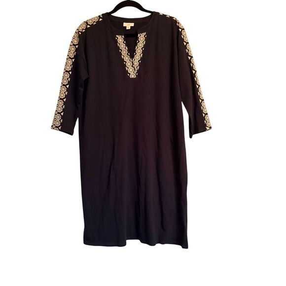 JJill Sz M Dress Embroidered Pull On‎ Preppy Office Comfy - Picture 1 of 13
